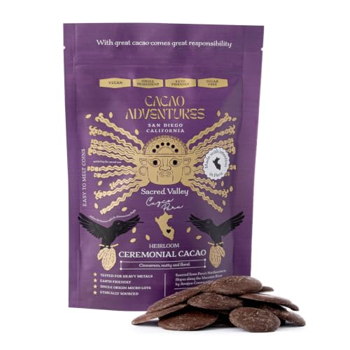 Cacao Adventures Ceremonial Cacao Coins, Sacred Valley Peru, 8 oz