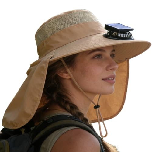 Chapeau avec ventilateur solaire et USB noir pour l'extérieur