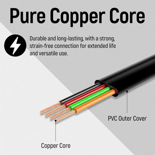 image for Uvital Telephone Extension Line Cord Cable Wire, 25 FT Black Phone Ext