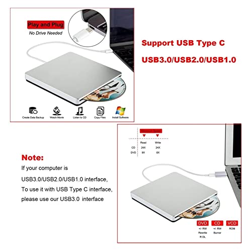 Lector DVD Externo USB 3.0/Tipo C Slot-in Slim miniatura 5