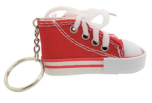 Zugar Land RED 1 Pack - Miniature Sneaker Shoes Keychains (3") 6 Colors: Pink, Light Blue, Green, Red, Blue, Black. Backpacks, Key Chains, Great Party Favor Novelty toy. Shoes for Dolls. (RED)
