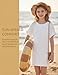 CharmWM Girls Waffle Knit Swimsuit Coverup Fashion Crewneck Short Sleeve Beach Bathing Suit Dress with Pockets 5-14 Years