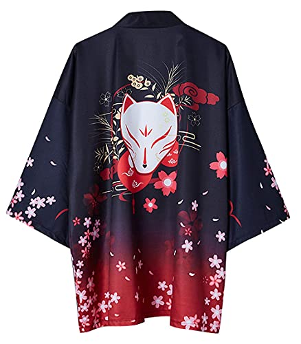 Image of LAI MENG FIVE CATS Women's Floral Print Loose Blouse Japanese Kimono Tops | Puff Sleeve,Cover up Top,Casual Cute Tops,Summer Cardigans 2026