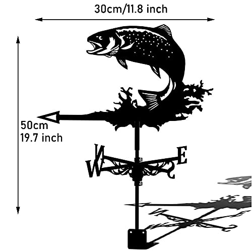Weathervane For Roof Mount Metal Weather Vane For Garden Decor Fish Carp Ornament Wind Vane Weathervanes Creative Garden Stake Home Decor Gift For Yard Cupolas Farm Sheds #TOP5