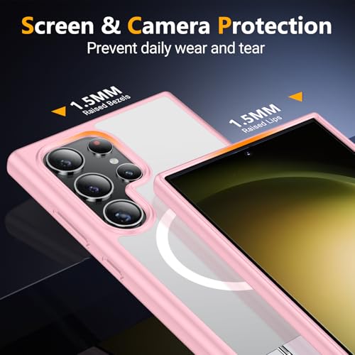 Image of SPIDERCASE Magnetic for Samsung Galaxy S23 Ultra Case, [3 Stand Ways][ Military Grade Drop Protection] with Invisible Stand Shockproof Slim Case for Samsung S23 Ultra 6.8 inch, Pink