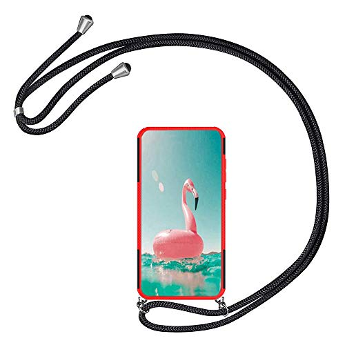 Homi2019 Coque pour Moto G5 Collier étui de téléphone avec Cordon Tour de Cou Lanière en Corde Hyun Cool Texture de Pneu Rigide Case Cover TPU Anti Chocs Double Couche Armure Cover