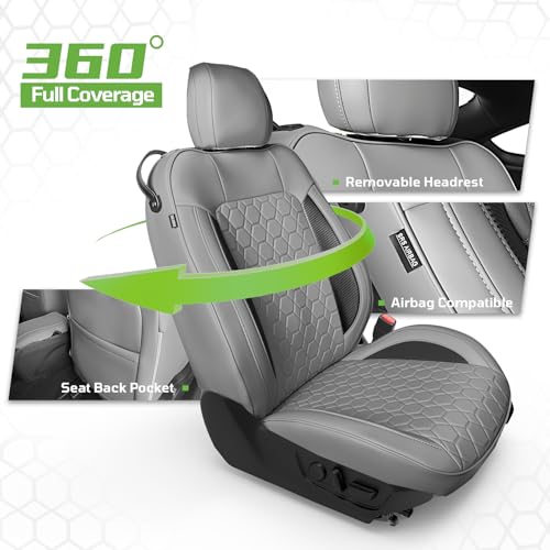 Image of Custom Leather Car Seat Covers for Ford Mustang 2015-2023 Coupe, Gray
