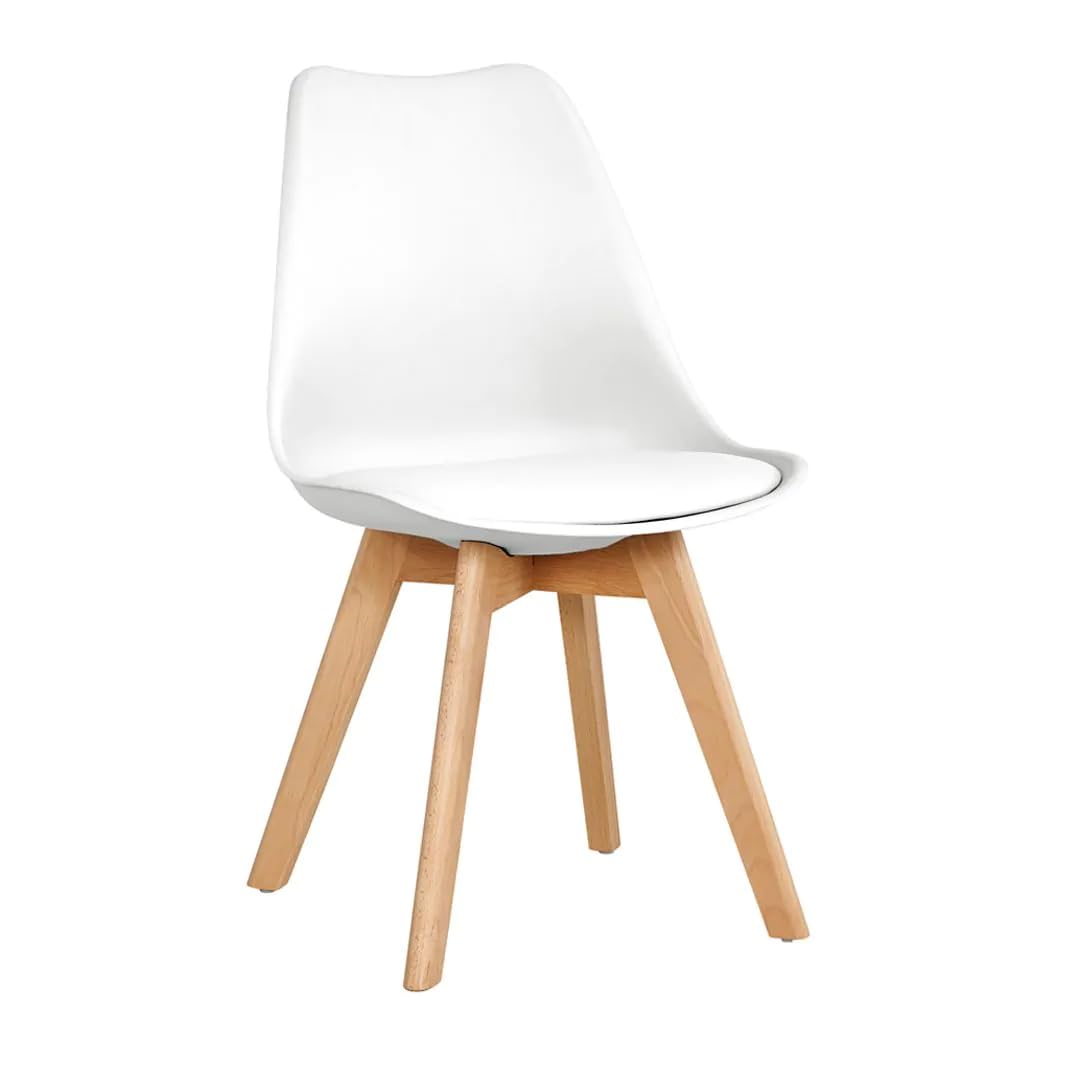 SHIITO - 2 Sillas de Comedor de Estilo Nórdico - 47 x 42 x 84 cm - Modelo Karlson - Pack de Diseño Sencillo y Elegante - con Patas de Haya - Color Blanco