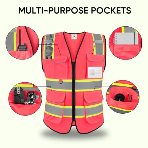 Image of TICONN Reflective Safety Vest High Visibility Class II Mesh Vest for Women & Men Meets ANSI Standards