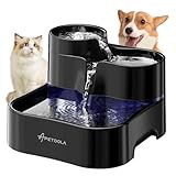 Fontaine à Eau Chat Silencieuse 3L, avec 3 Zones d'Abreuvement pour Chats Chiens, Distributeur d'eau avec 2 Filtres de Qualité Humaine et Pompe à Eau sans Fil, Passe à la Lave-Vaisselle-FP50Noir
