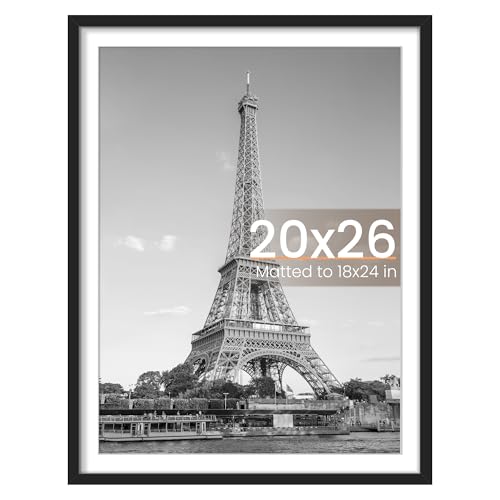 Image of upsimples 20x26 Picture Frame, Display Pictures 18x24 with Mat or 20 x 26 Without, Wall Hanging Poster Frames, Black, 1 Pack