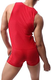 YUFEIDA Men's Sports Leotard Slim Fit Bodysuit One Piece Active Shirt Breathable Wrestling Singlet Bodywear