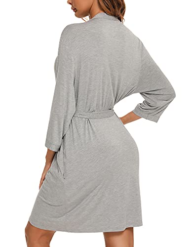 Samring Womens Robes Knee Length Lightweight Lounge Robe Bathrobe And House Robe Light Grey L #TOP2