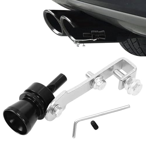 Turbo Sound Whistle, Auspuff Sound Booster, Aluminiumlegierung Auto Turbo Sound, Sound Auspuff Whistle, Soundgenerator Auto, Turbo Sound Simulator Pfeife für Alle Fahrzeuge Modelle, Schwarz, M