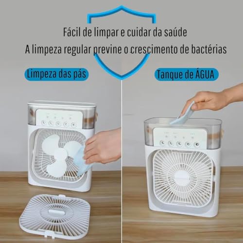 Ventilador Portátil 3 Em 1 Mini Ar Condicionado Umidificador E Climatizador Com LED Tanque De Água D