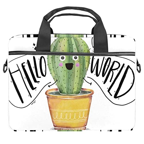 Sacoche ordinateur 13 pouces Hello World | Sac à bandoulière cactus au design poétique
