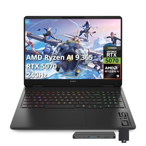 Image of HP OMEN 16 16 inch WQXGA 240Hz IPS Gaming Laptop, AMD Ryzen AI 9 365, NVIDIA GeForce RTX 5070 8GB GDDR7, 32GB DDR5, 3TB Storage(2TB SSD+1TB Docking Station Set), RGB Backlit Keyboard, Win 11, Black