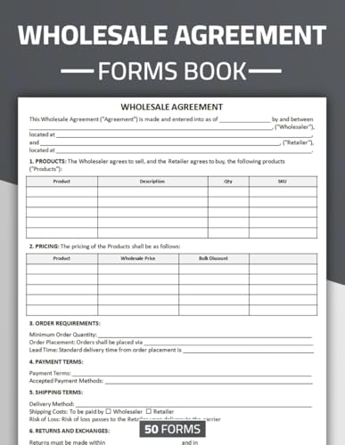 Wholesale Agreement Forms Book: Wholesale Contract Form Between Wholesaler and