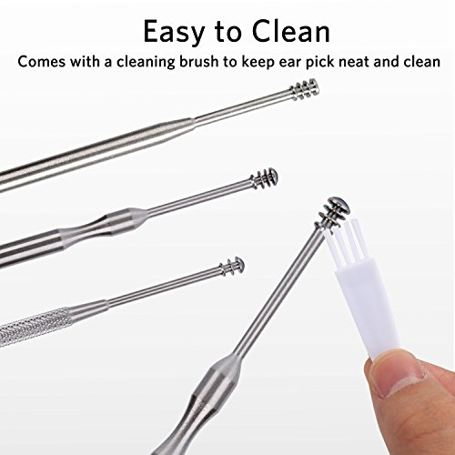 3Pcs Ear Pick Earwax Removal Kit, Geengle Ear Care Set, Premium Stainless Steel Ear Curette With Storage Box, A Cleaning Brush Included #TOP3