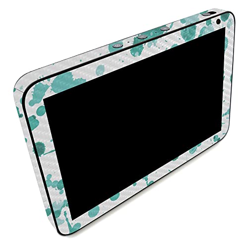 Image of MightySkins Carbon Fiber Skin Compatible with Amazon Echo Show 8 (Gen 2) - Teal Splatter | Protective, Durable Textured Carbon Fiber Finish | Easy to Apply | Made in The USA