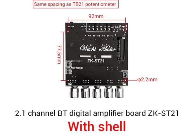 Image of SRBI ZK-ST21 bluetooth Digital Amplifier Board 2.1 Channel 100W+100W+200W Subwoofer Chip TPA3221 DC12-30V 10A - With Shell 2026 New Stock