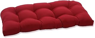 Pillow Perfect Outdoor/Indoor Pompeii Tufted Loveseat Cushion, 44 inch x 19”, Red