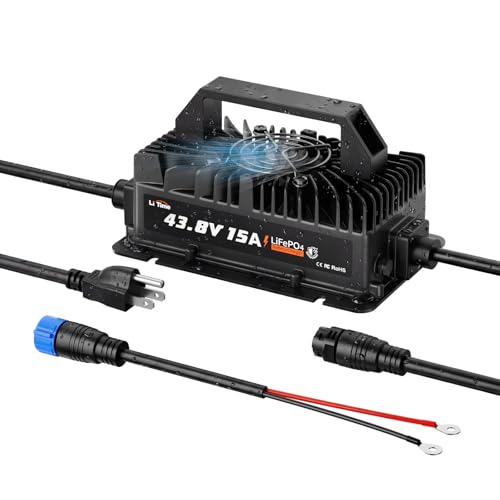 LiTime 36V (43.8) 15A LiFePO4 Battery Charger, 36 Volt Lithium Battery Charger IP66 Waterproof with Battery Activation, LED Indicator, Smart 3-Stage Charger for Golf Cart, RV, Trolling Motor