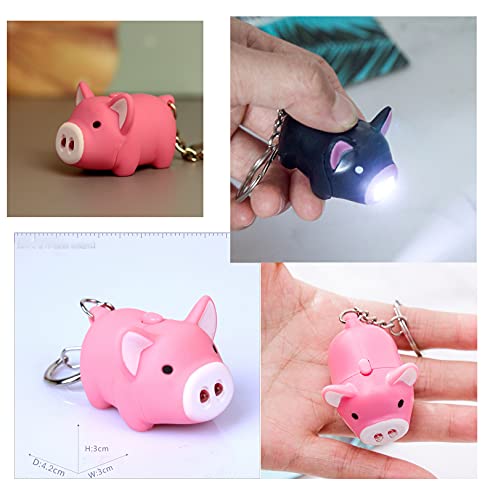 Yyaaloa 3Pcs Piggy Design Keychains Led Keychains Flashlight Sound Rings Creative Kids Toys Pig Cartoon Sound Light Key Chains With Key Rings #TOP3