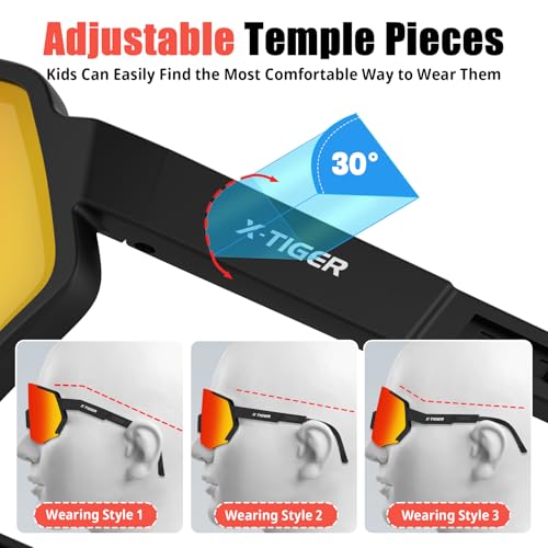 Image of X-TIGER Polarized Youth Baseball Sunglasses UV400 Kids Sunglasses Boys Girls 8-12 Youth for Softball Cycling Sports Glasses