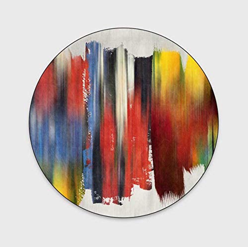 JMSHTU Tapis d'intérieur lavable antidérapant pour salon, chambre à coucher, salle de jeux d'enfant Motif cercles 120 cm