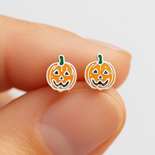 Halloween 925 Sterling Silver Tiny Stud Earrings, Tiny Dainty Piercing Jewelry3