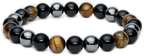 Triple Protection Bracelet - Black Obsidian, Hematite & Tiger Eye...