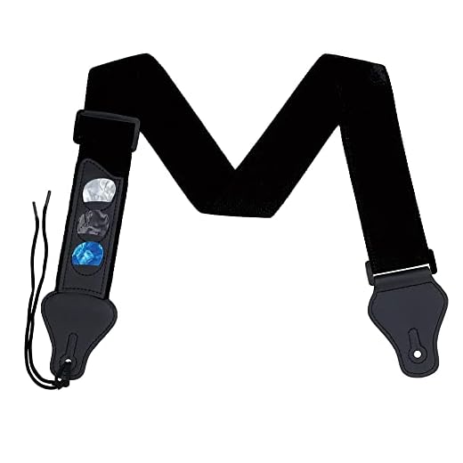 Laeeyin Correa de guitarra trenzada ajustable, compatible con guitarra eléctrica, occidental, acústica y bajo, 3 soportes para púas, color negro