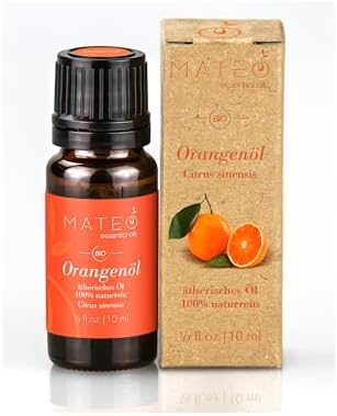 MateoEssentialsOils - 100% Reines und Natürlich Orangenöl – Belebend & Erfrischend – Gewonnen aus echten Orangen - Ideal für Aromatherapie, Massagen & Naturkosmetik – Orange oil -