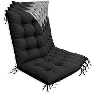 Amazinggirl Gartenstuhl Hochlehner Auflagen Set: 4X 50x120 cm - Sitzauflagen Gartenmöbel Gartenstuhlauflagen Polster Auflage für Gartenstühle Sitzpolster Outdoor Stuhlauflagen Sitzkissen Graphit