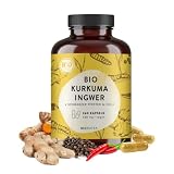 BIONUTRA® Kurkuma Ingwer Komplex Kapseln Bio (240 x 650 mg) mit schwarzem Pfeffer und Chili, hochdosiert, deutsche Herstellung, 2-Monatspackung, vegan, ohne Zusätze, goldene Milch Kapseln