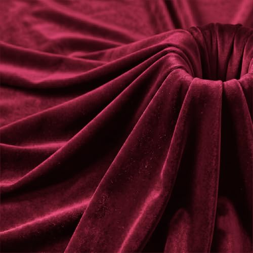 DrWeave Stretch Velvet Fabric by the Yard Burgundy 60 Inch Wide 10 Yards