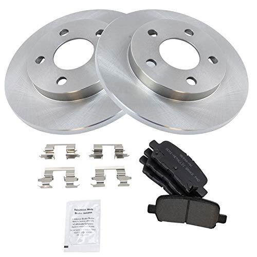 Image of TRQ Rear Brake Pad and Rotor Set Semi Metallic Solid Rotors