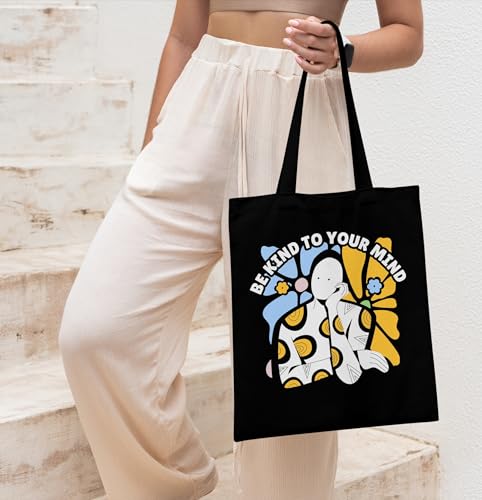 Image of TrendoPrint Canvas Tote Bags for Women with Zip, College Bag for Girls, 100% Organic Cotton Tote Bag for Shopping, Travel & Beach