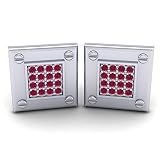 Azeera ATKA Cufflinks 14k White Gold with Ruby Gems