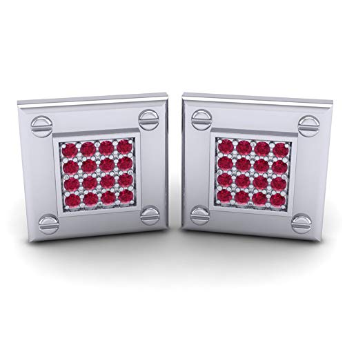 Azeera Atka Cufflinks 14K White Gold With Ruby Gems #TOP10