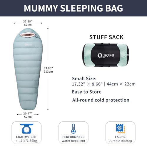 Bolsa de dormir Momia de plumón para adultos, ultraligera para mochilero miniatura 2