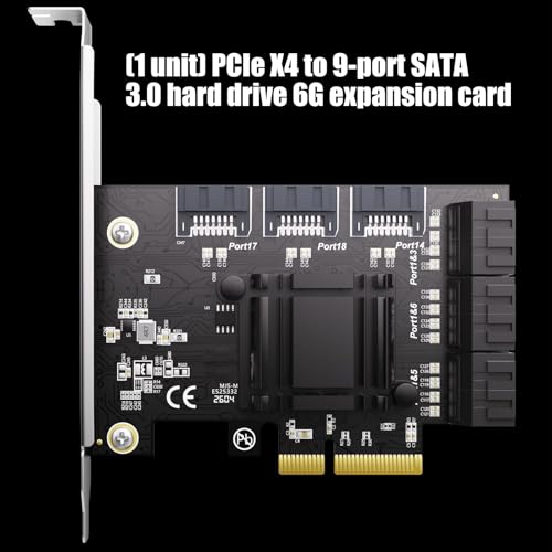Tarjeta de expansión SATA3.0 de 9 canales PCIE 4X para ampliar almacenamiento de datos a 6 Gbps 6