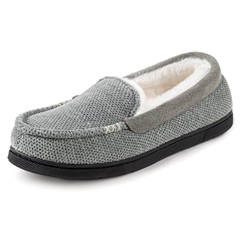 RockDove Vrouwen Chenille Faux Fur gevoerde Moc Slipper, Lichtgrijs, 37 EU