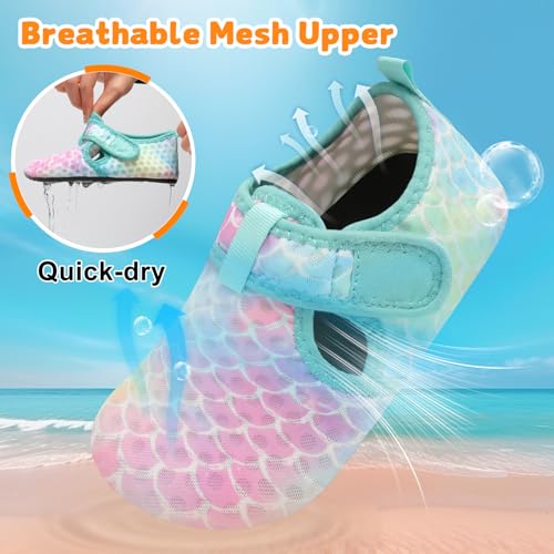 Image of LeIsfIt Kids Water Shoes Girls Boys Quick Dry Aqua Socks Breathable Swim Shoes Non-Slip Barefoot Socks for Beach Surf