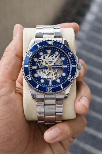 Image of AMERICANVIBER Luxury Diver Watch with Green Dial, Stainless Steel Band, Date Display, Quartz Movement