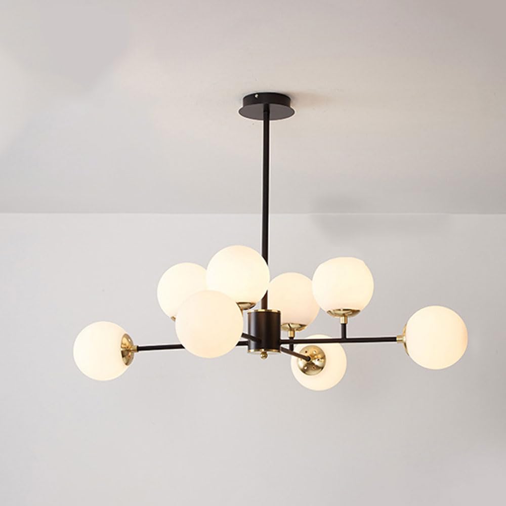 Lustre salon et salle à manger : suspension 8 lumières industrielle