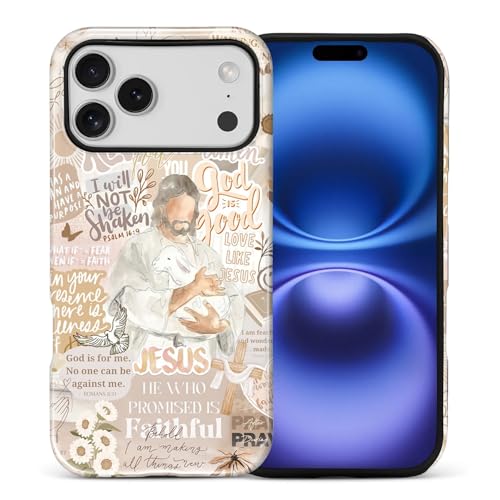 Case for iPhone 18 Pro Max/17 Pro Max Case Cute - Dual-Layer Hard Shell + Silicone Cover - Aesthetic Protective Phone Case for Women Girls -Jesus Quotes Collage
