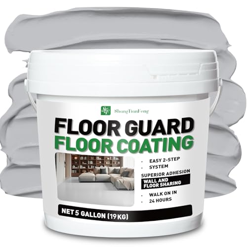 Professional Floor or Wall Paint Kit Smoke grey, 5 gallon, 800-1000 sq.ft) - Smoke grey Acrylic Concrete Coating for Garages & Indoor,outdoor | Single Component Formula | Scratch Resistant & Low VOC | Indoor and outdoor compatiblee by ShangTianFeng - Used condition - US$111.07