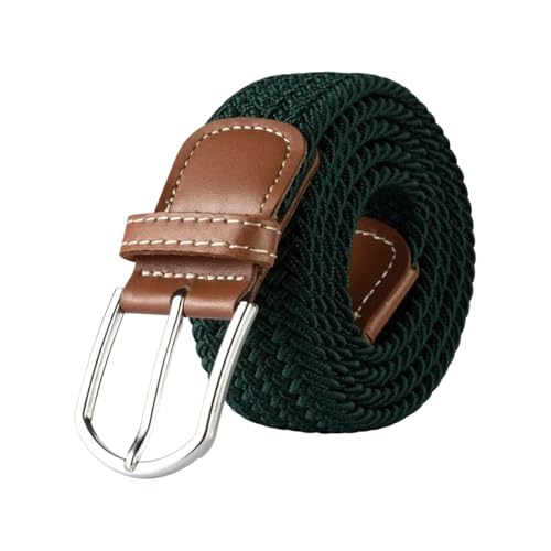 Decorative Belt 2.5cmx100cm /3.3cmx107cm Unisex Belt Casual Knitted Pin Buckle Belt Woven Canvas Elastic Braided Stretch Belts For Women for Country Concert Outfit(3.3cmX107cm,Dark green)